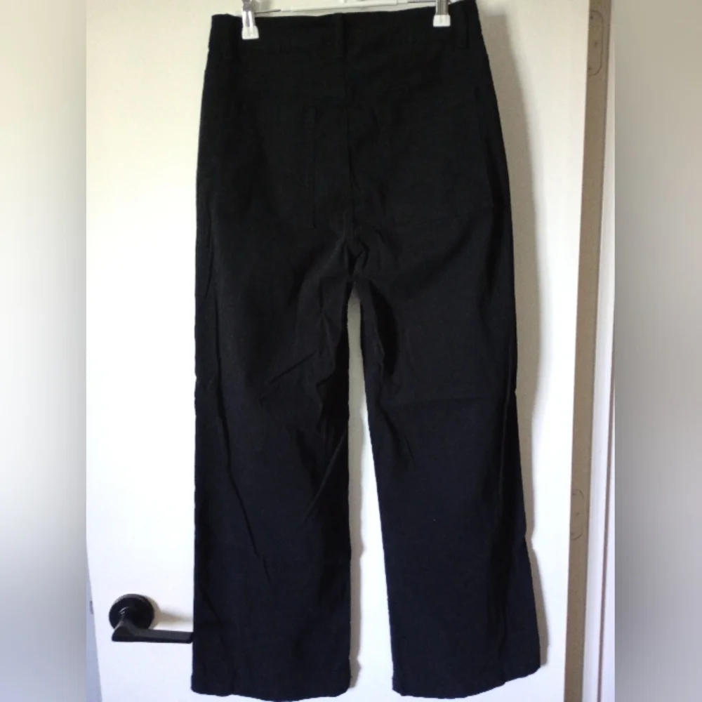 🙂Black Wide-Leg Cotton/Elastane Pants Size 4 - Picture 3 of 8